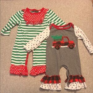 Christmas One Piece Sets - Green, Red, and Gray with Truck